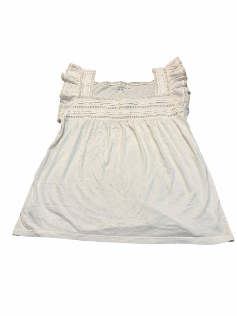 LOFT square neck ruffle t-shirt